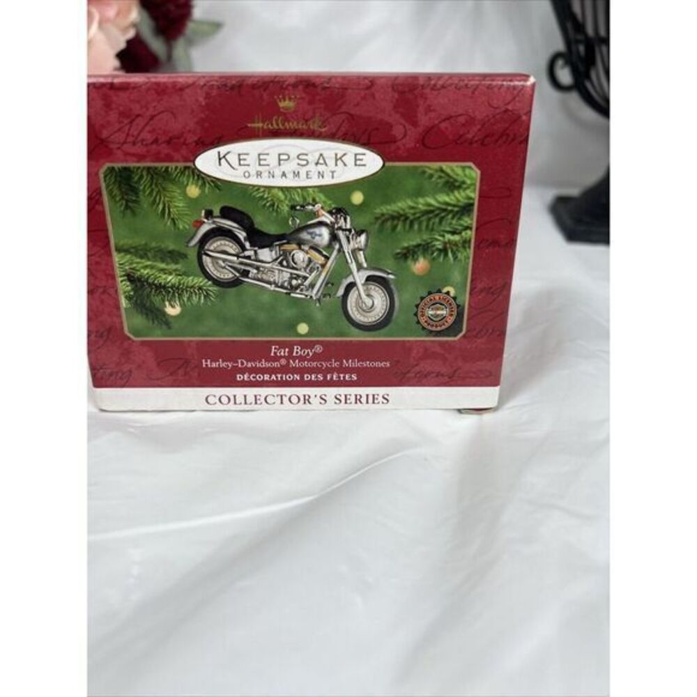 2000 Hallmark Keepsake Ornament Harley Davidson Fat Boy Die Cast Motorcycle